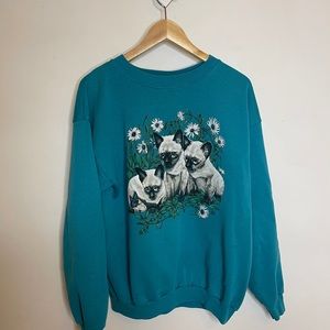 Vintage 90s comfy cozy crewneck kittens cat ironic